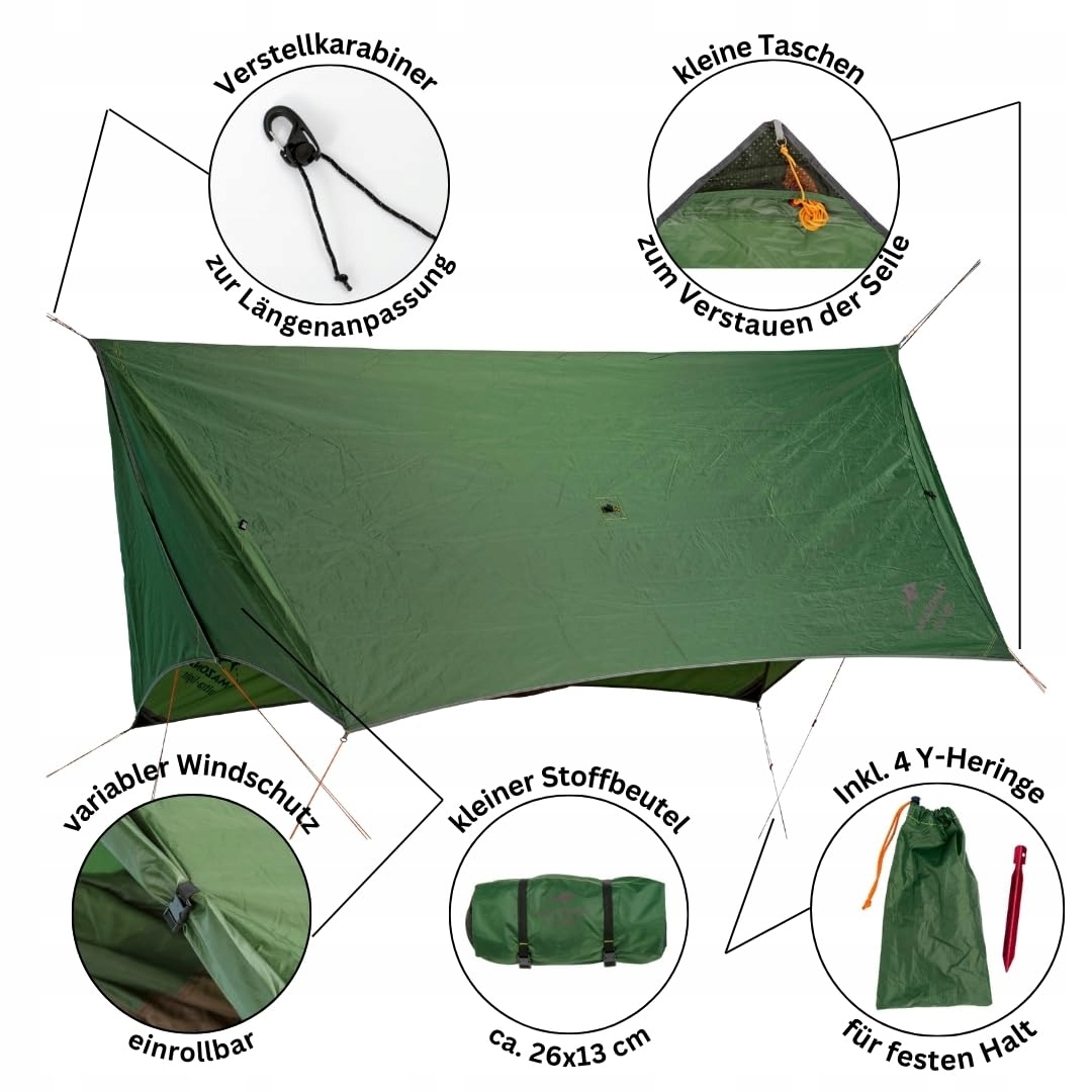 AMAZONAS Tarp Do Hamaka Ultralekki Z Ochroną Przed Wiatrem Na Kemping — miniatura 2