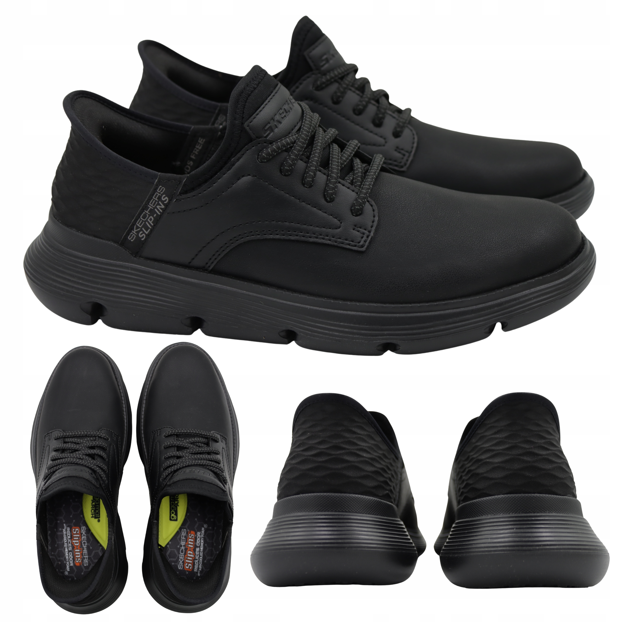 Pánské Kožené Boty Skechers Černé Pohodlné Nazouvací 205046/BBK vel. 45,5