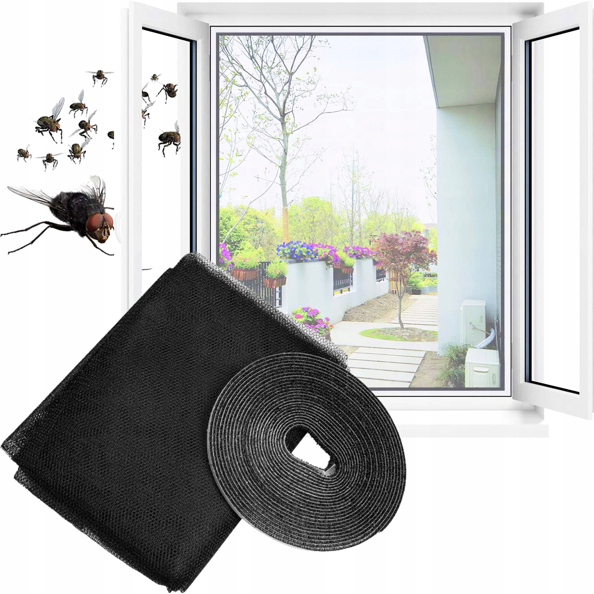 MOSKITIERA SIATKA NA OKNO OWADY 150x130 + RZEP