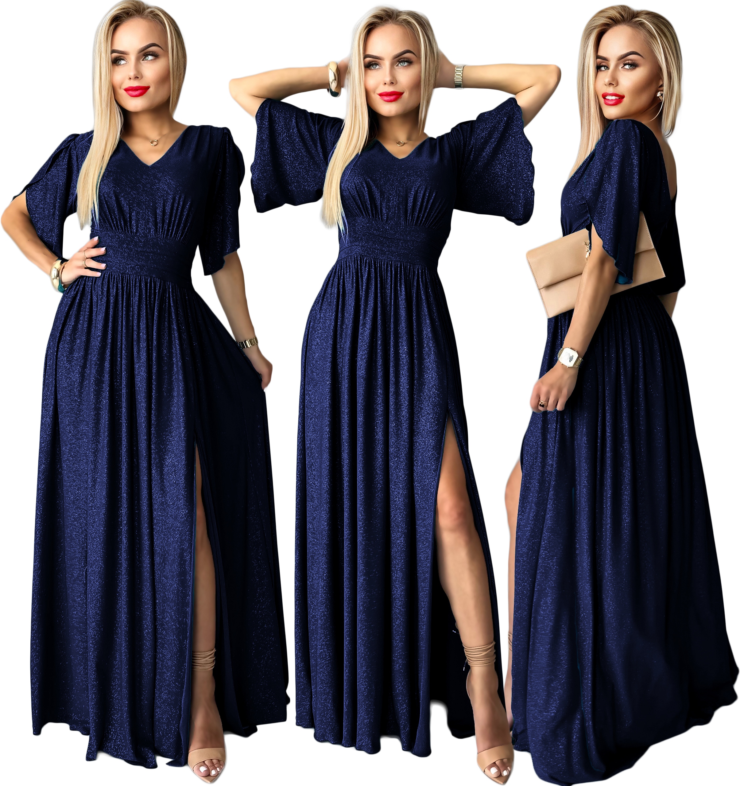 Dámské Šaty Třpytkami Velké svatební hostina Vyrobeno Polský 46 BFL9