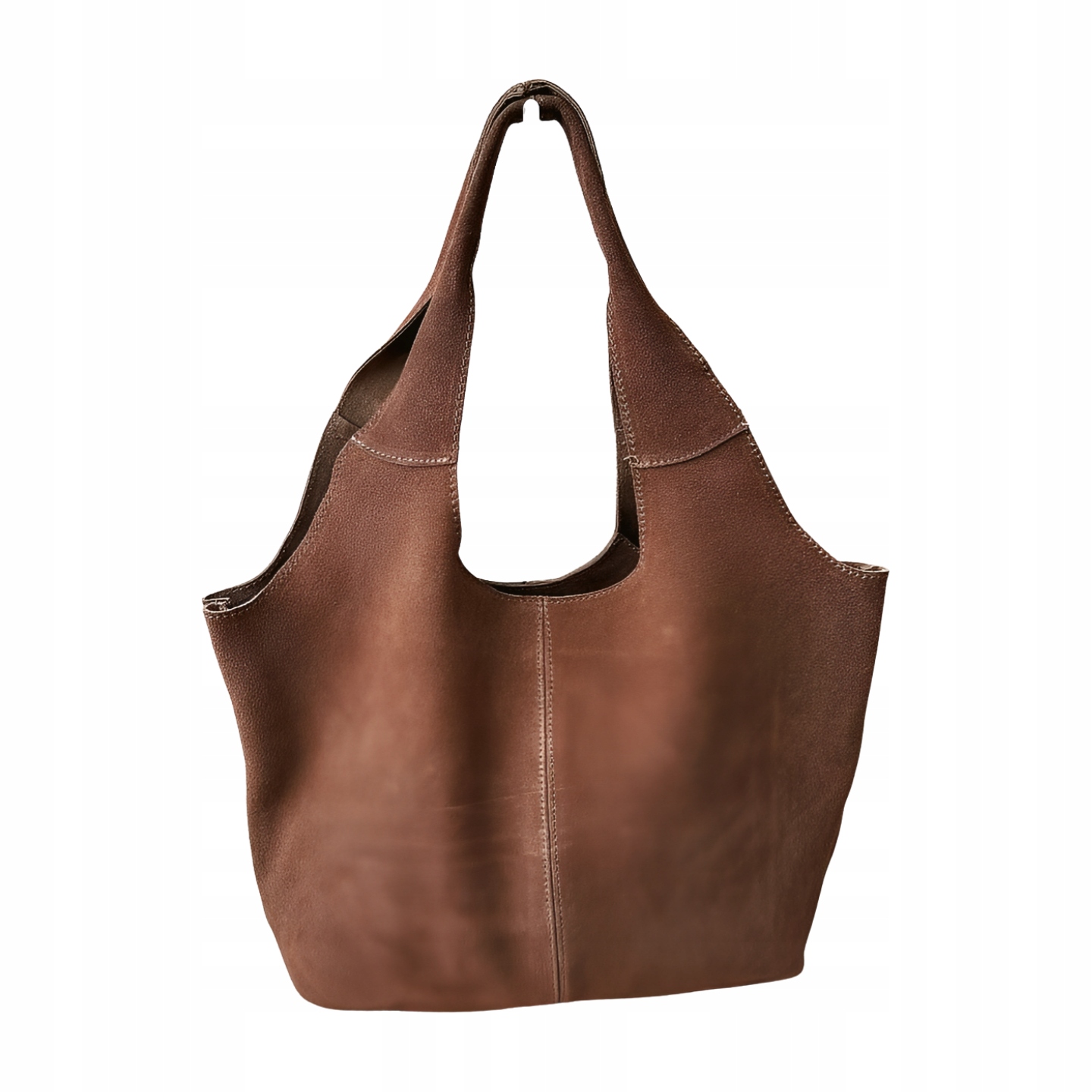 Kabelka shopperka přes rameno semišová taupe s prošíváním