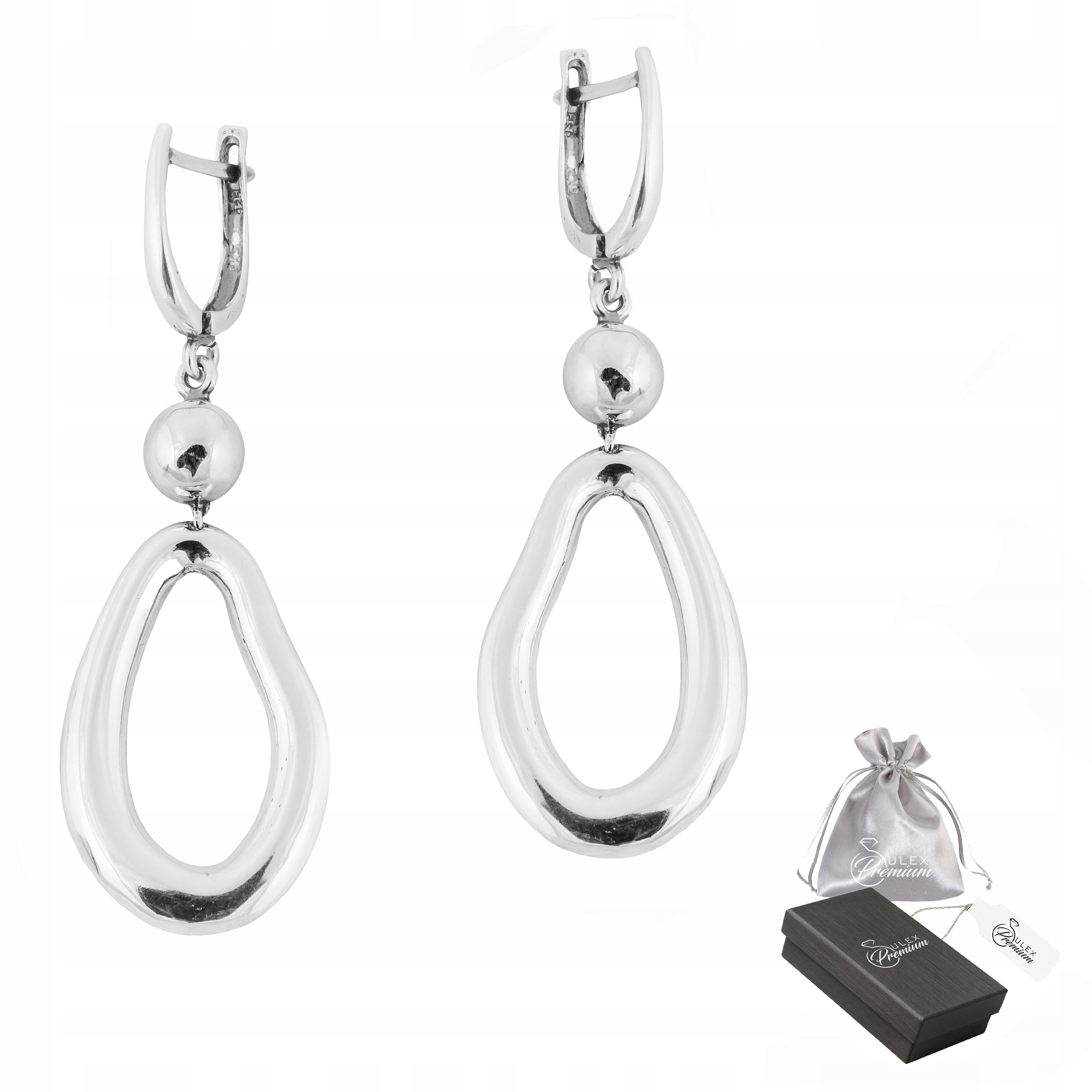 Stříbrné Náušnice ryzost 925 Elegantní Závěsné Leštěné Velké pro ni