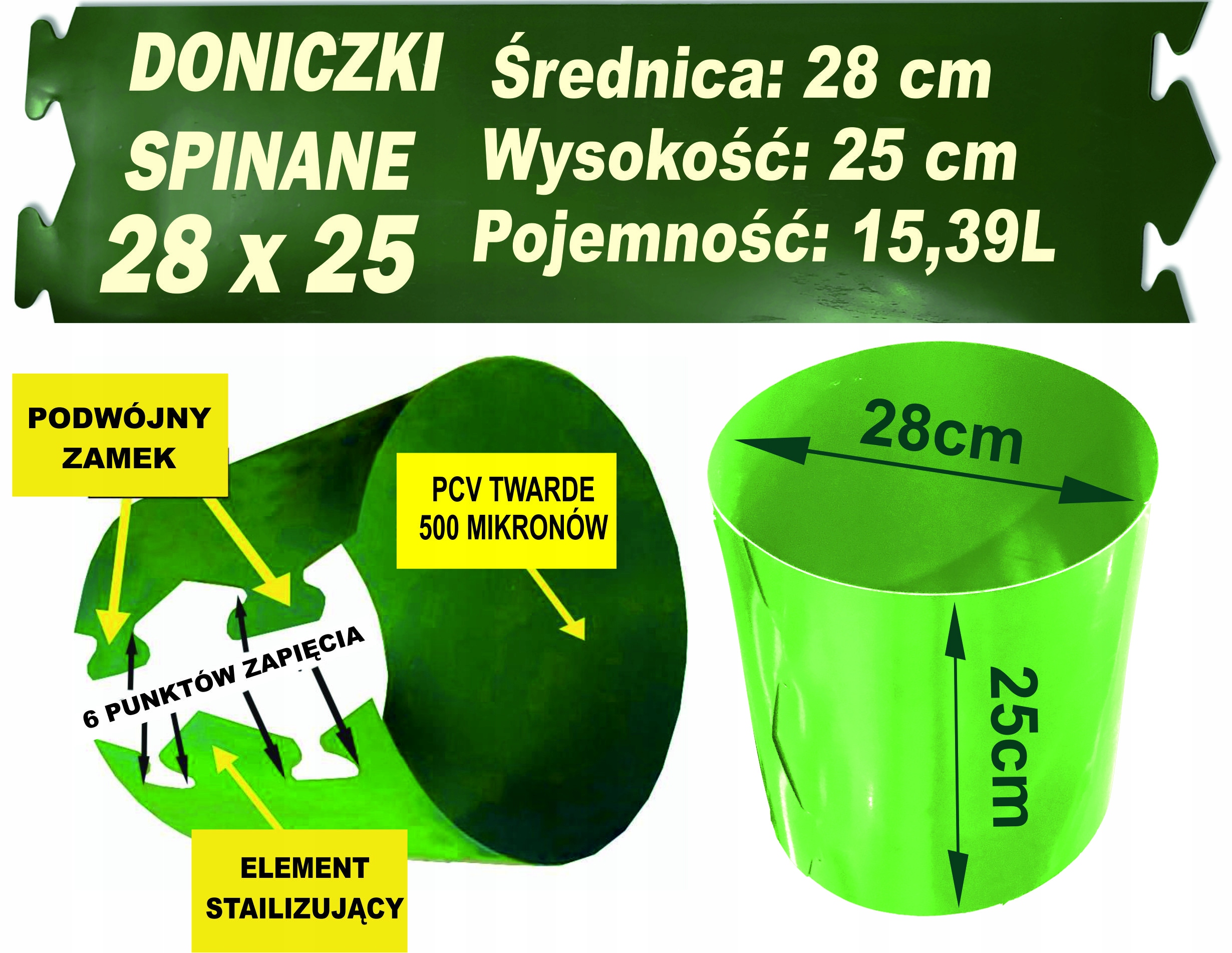 Květináče Cylindry Spínací kroužky Pevné a odolné 28x25 7 ks