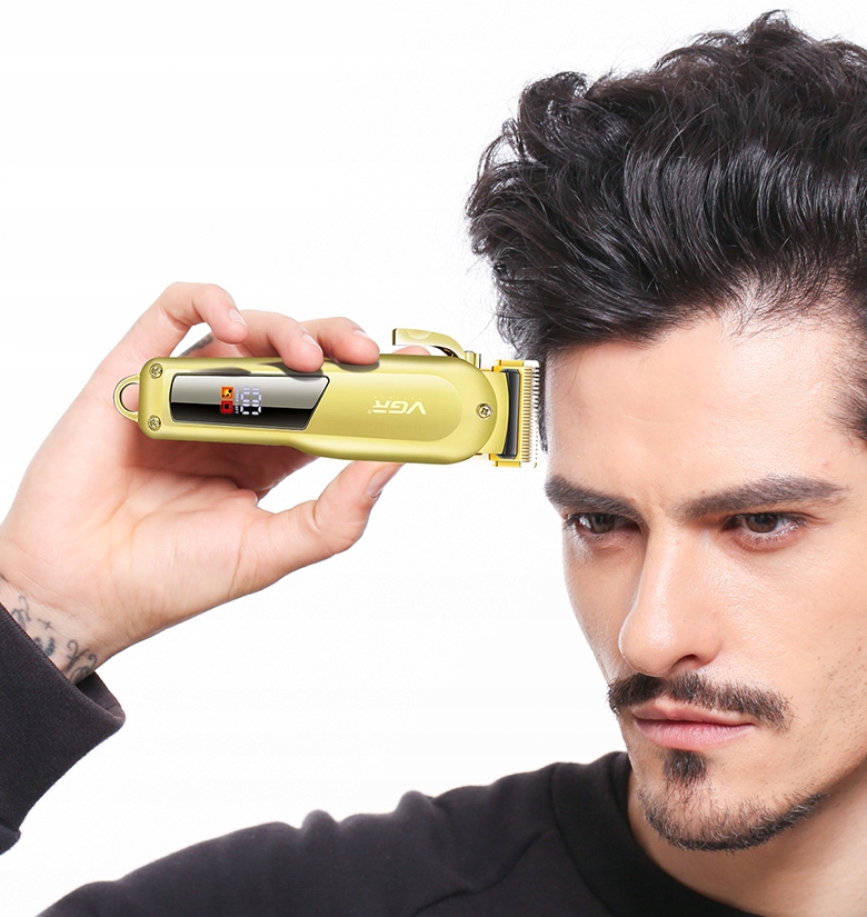 PROFESJONALNA MASZYNKA DO WŁOSÓW BEZPRZEWODOWA Z REGULACJĄ 6 NASADEK + OLEJ Marka VGR