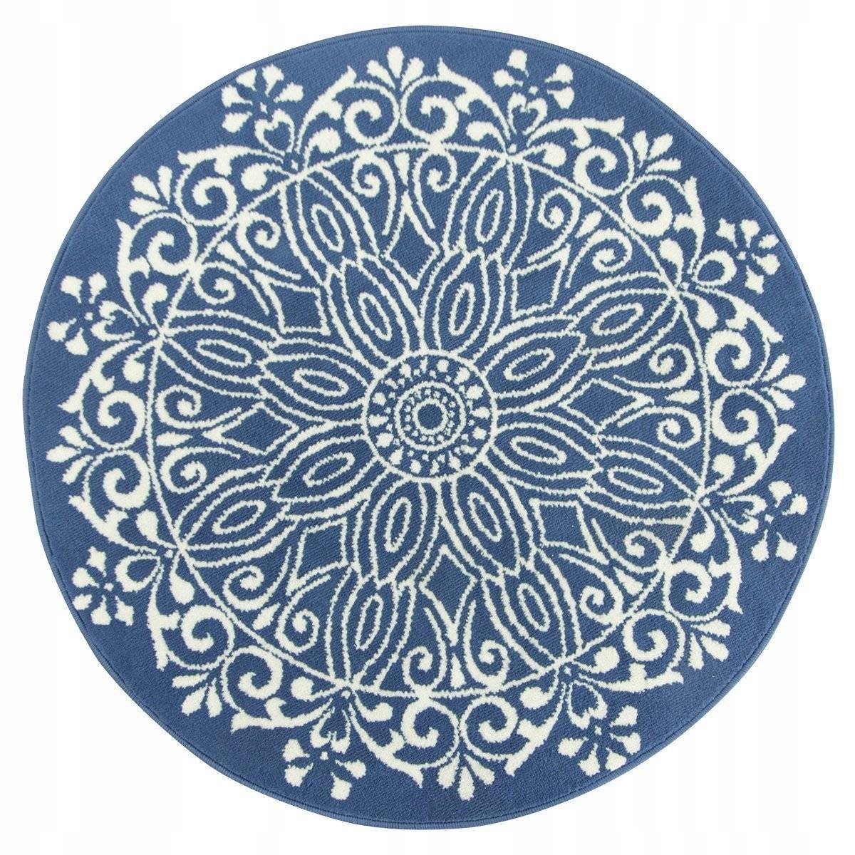 

śr. 200 cm Niebieski Okrągły Dywan Luna Koło Boho