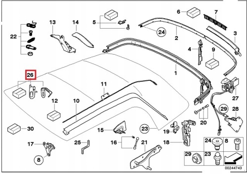 ZESTAW NAPRAWCZY DACHU PRZESUWNEGO MINI R52 Part number 54347184988
