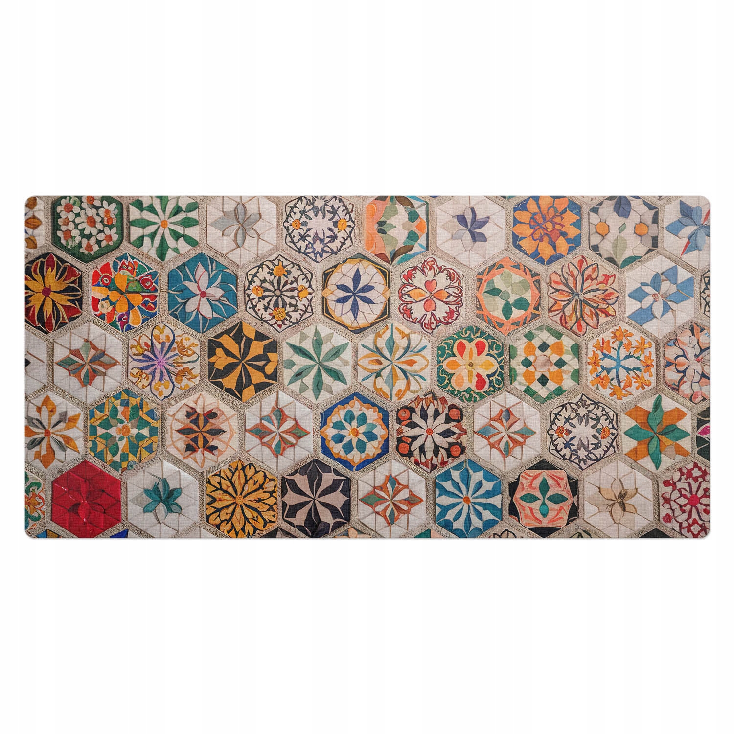 Moderní ochranná podložka pod klávesnici Mozaikový květinový vzor 100 x 50 cm