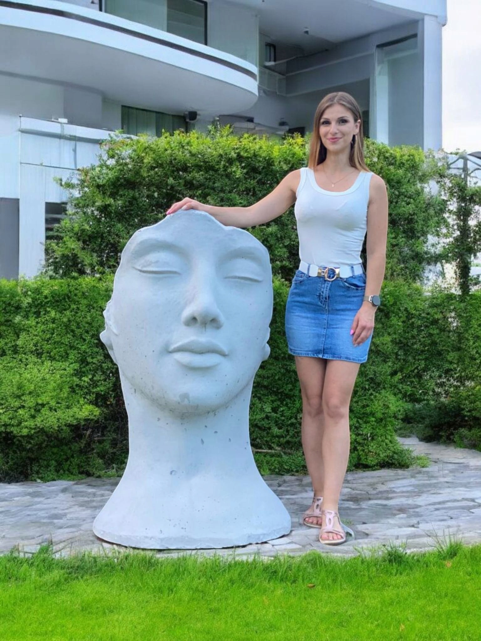 Zahradní Socha Tvář Ženy 120 cm 250 kg XXL Impozantní Zahradní Dekorace