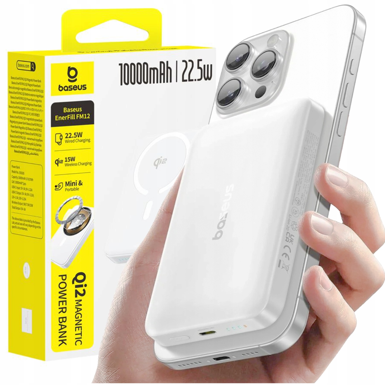 Baseus Rychlá Powerbanka Qi2 10000mAh 22.5W Indukční Magnetická Magsafe