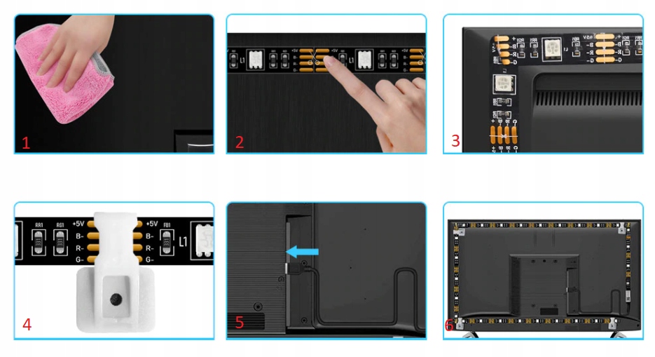 Taśma LED do Telewizora TV USB Aplikacja Bluetooth Podświetlenie RGB5050 5m Marka inna