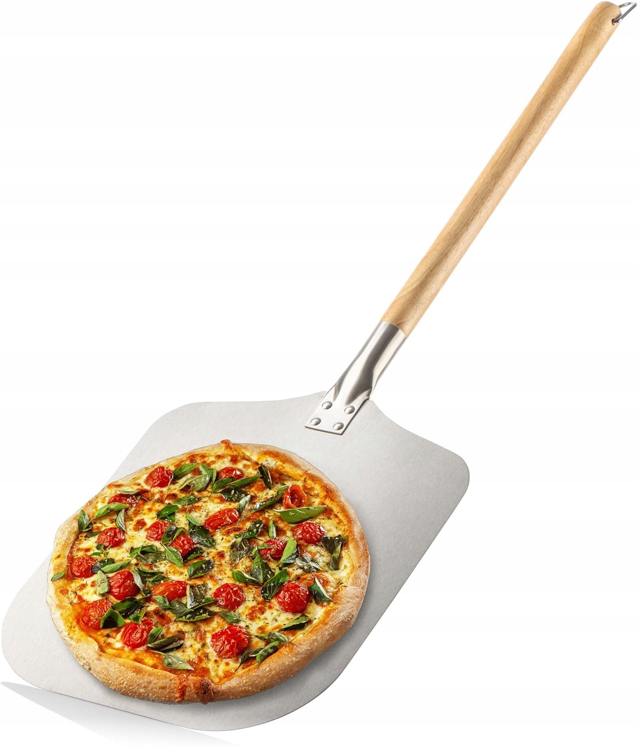 Szufla Łopata Do Pizzy Łopatka Długa Składana 77cm Stal Nierdzewna Drewno