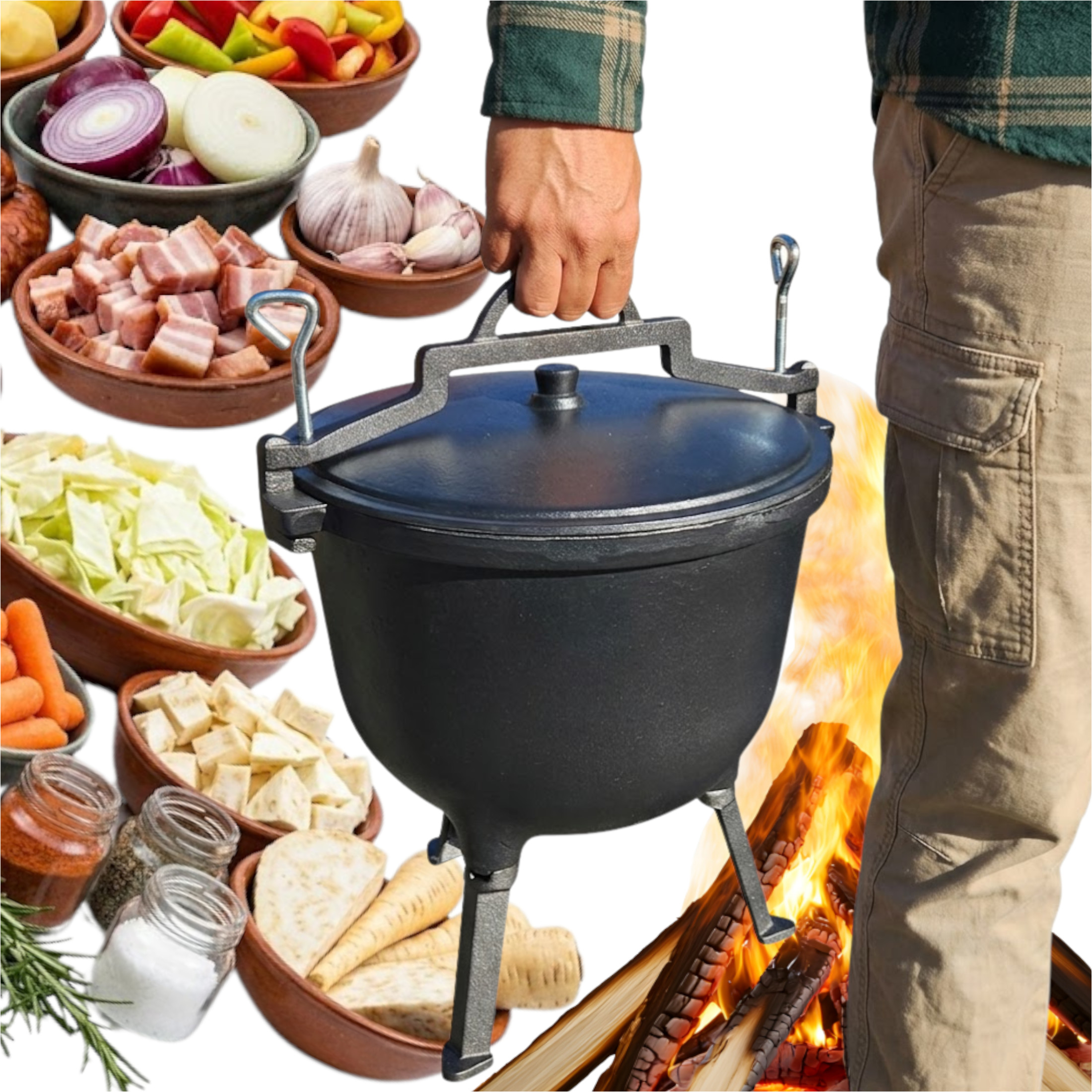 Zeliwny kotlík na oheň Grill s Emaliovaným povrchem 12 kg