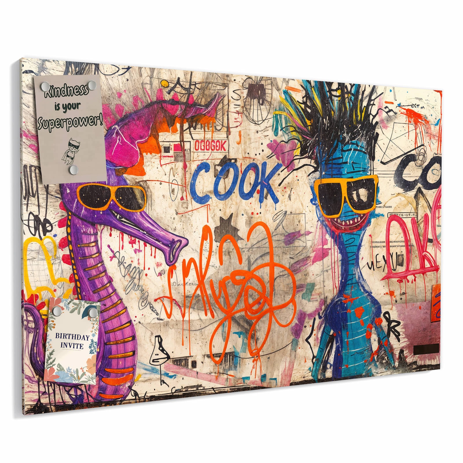 Magnetická tabule Graffiti Zvířata 60 × 40 cm
