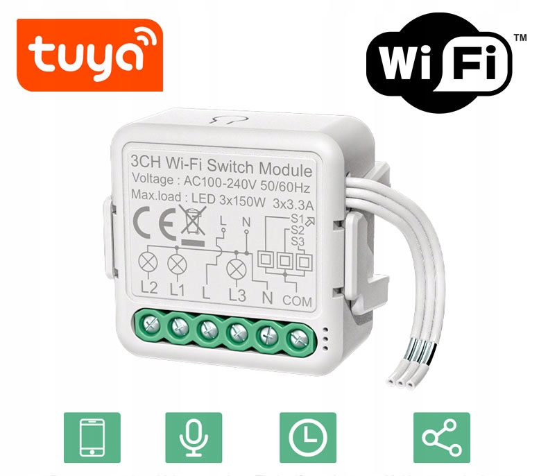 Przekaźnik Dopuszkowy Włącznik WiFi 3CH TUYA EAN (GTIN) 5902659175427