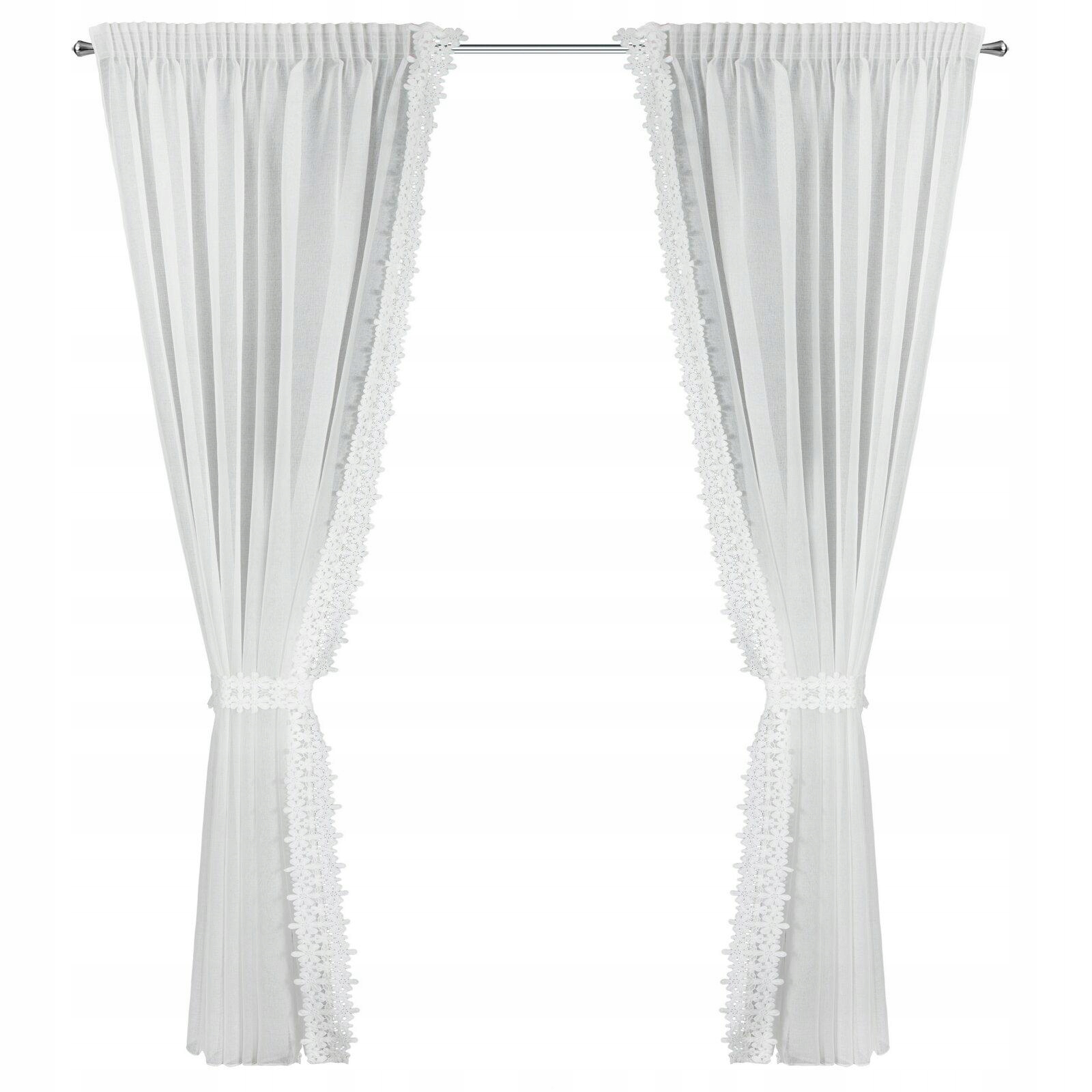 Komplet 2 szt. gotowa firana Kaja 140x270 +troczek na taśmie do salonu