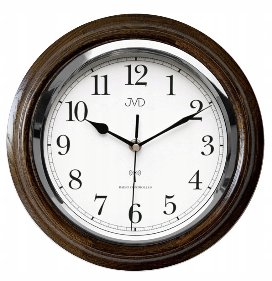 Drevené Rádiovo Ovládané Atómové Hodiny DCF77 Jvd NR7162.2 29 cm