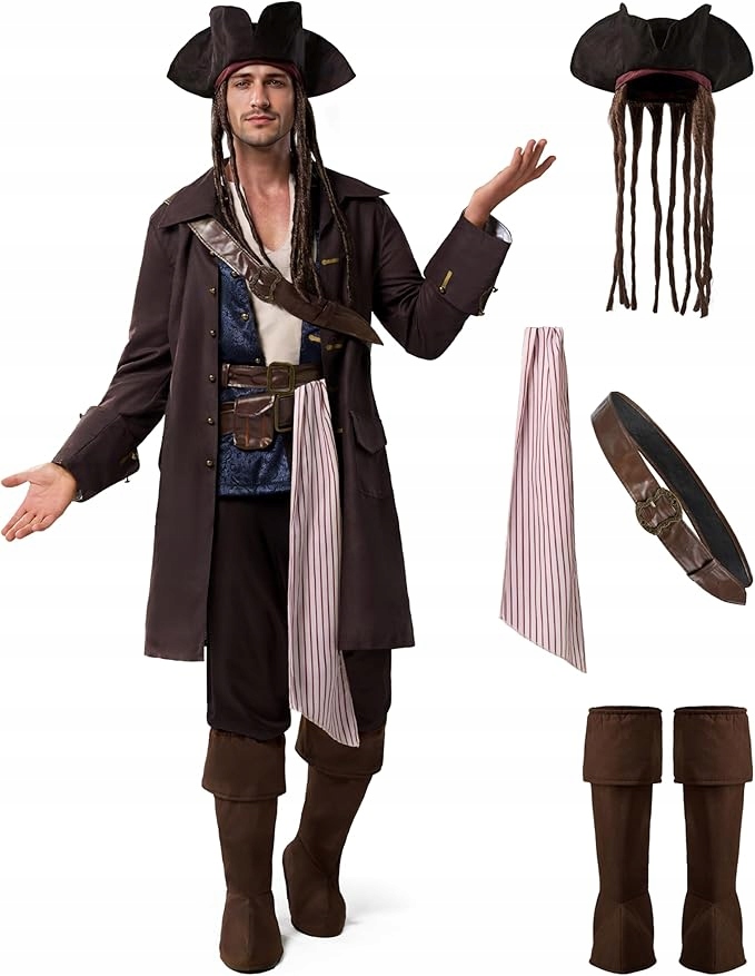 Kostým piráta Kapitán Deluxe Pánský Kostým Pirátský Halloween Cosplay XL