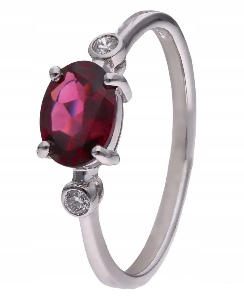 Prstýnek Ag 925 Rodolit a diamant CVD-3338-R-ROD vel. 19