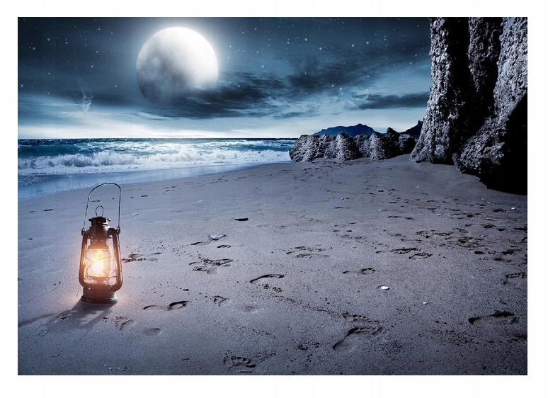 Fototapeta Pláž Moře Noc Měsíc Pohled 254x184