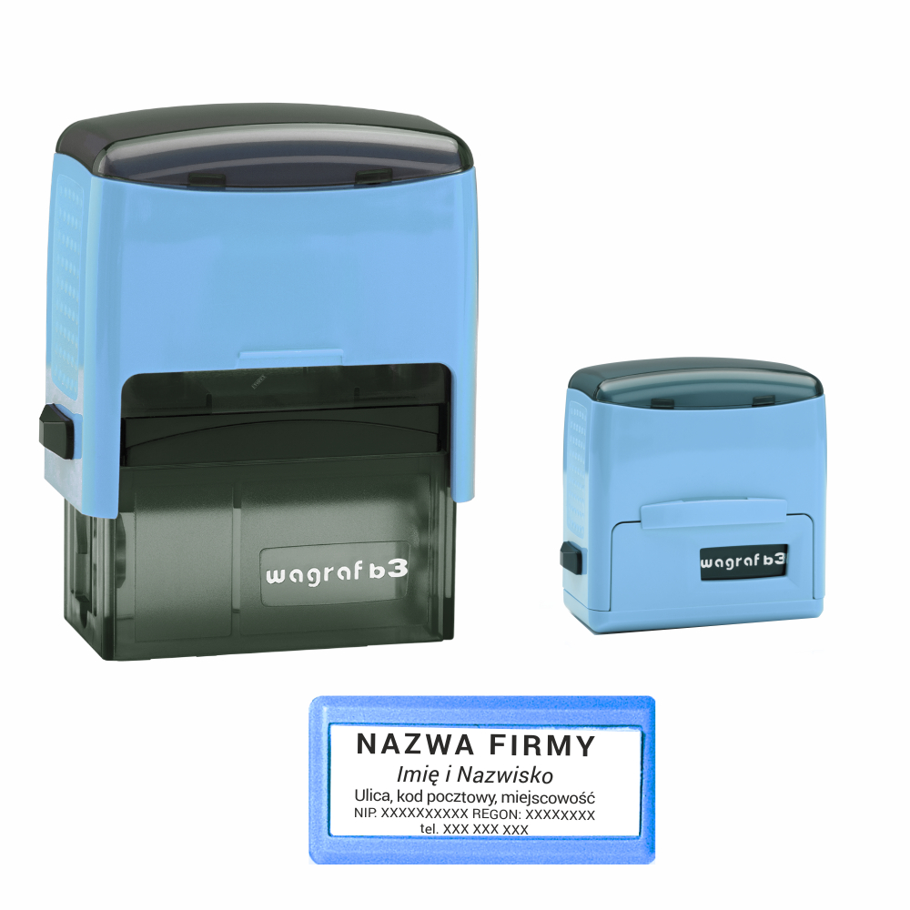 PIECZĄTKA FIRMOWA WAGRAF B3s biurowa do 6 wersów linii z GUMKA + PROJEKT EAN (GTIN) 5904905870391