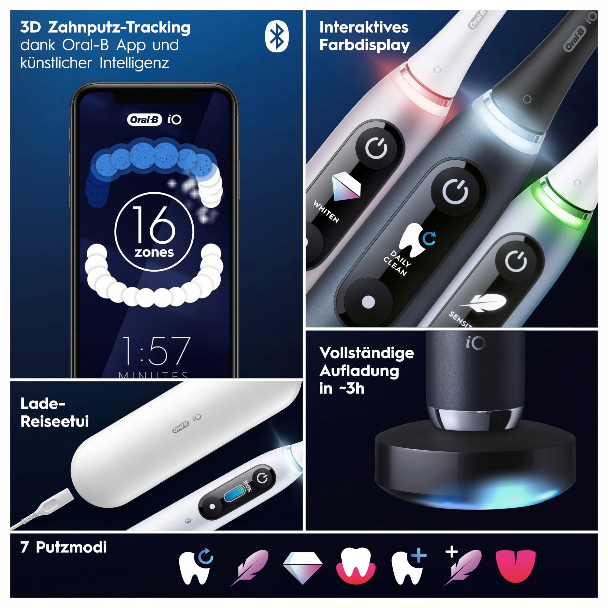 ORAL-B IO Series 9 Plus Szczoteczka Elektryczna 3 Końcówki Etui Czarny Onyx — miniatura 6