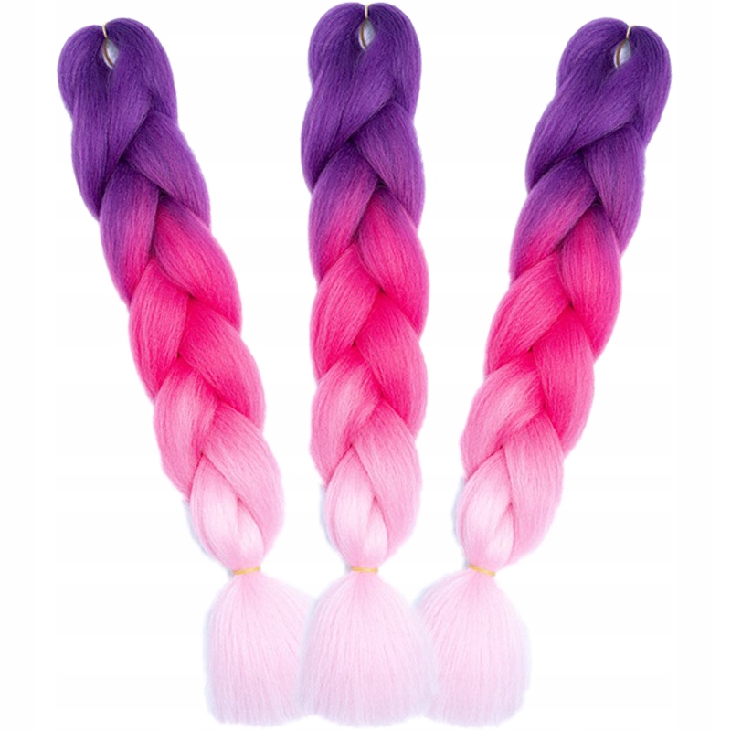 

3x Włosy Syntetyczne na Warkoczyki Ombre Kolorowe