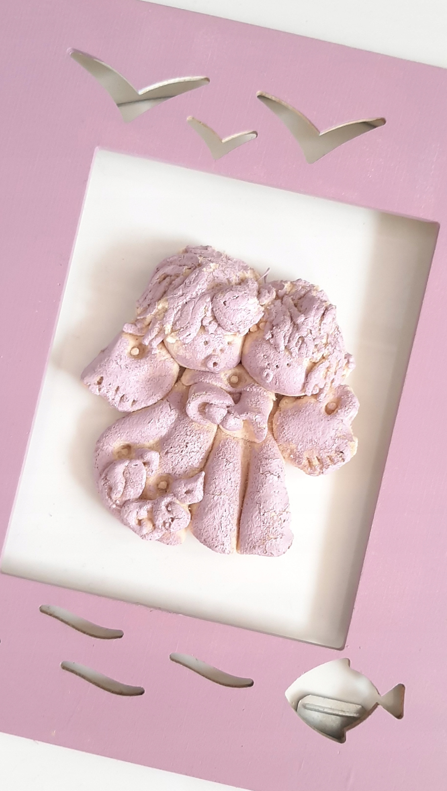 RAMKA ażurowa ANIOŁKI 3D ptaszki rybki morze fale Płeć dziewczynki