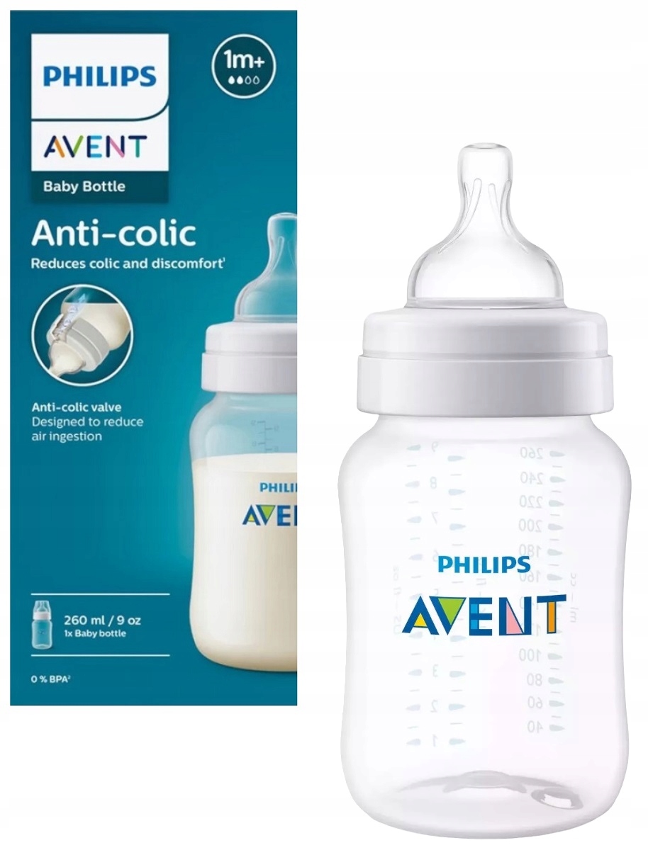 PHILIPS AVENT BUTELKA DLA DZIECKA ANTYKOLKOWA SMOCZEK 260ML 1M+ SCY103/01