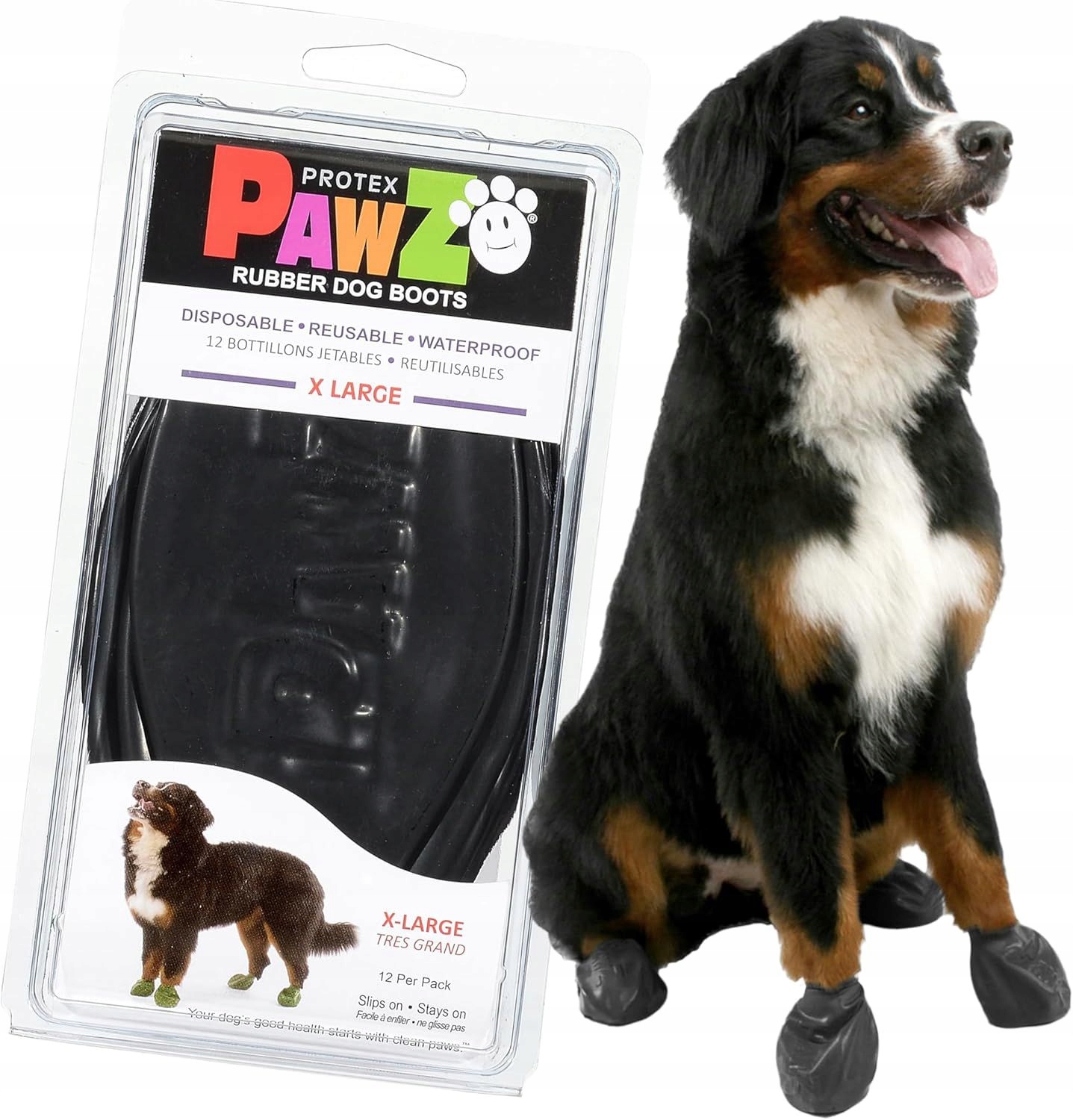 Pawz Boty Pro Psa Velikost L 10.2CM Černé 12 Ks