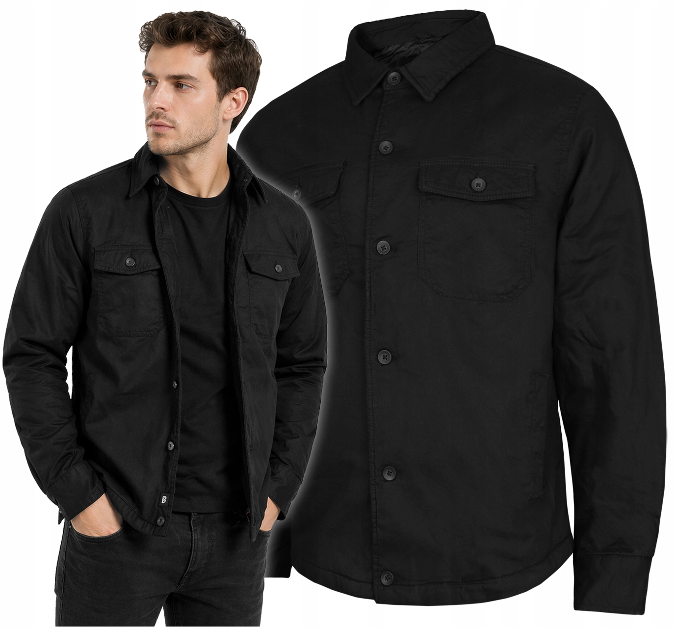 Jarní přechodová bunda Brandit Lumber Jacket s podšívkou, černá, velikost L