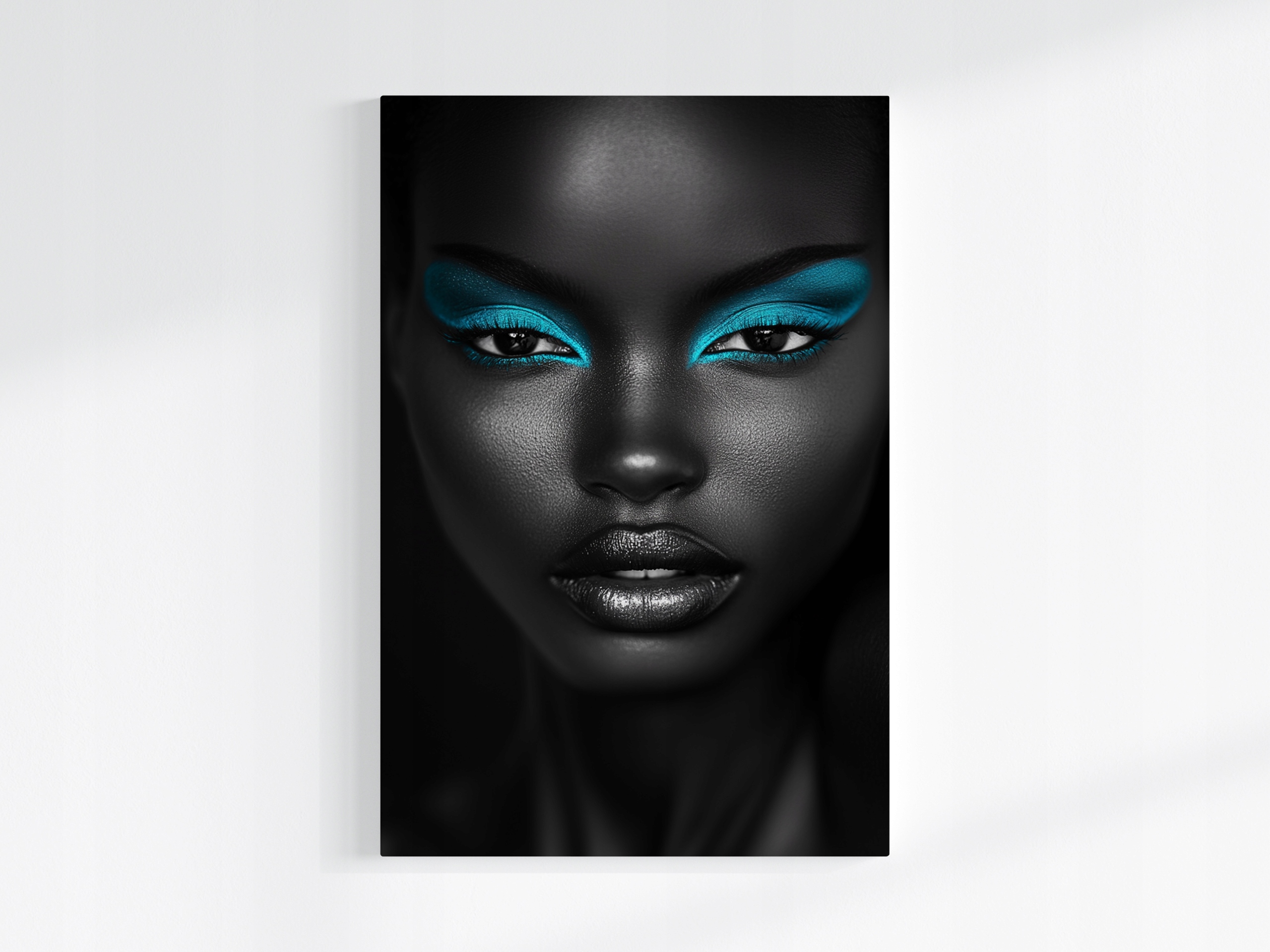 Obraz Na Plátně Canvas Portrét Žena Tvář Makro Foto Neon Turkus 80x120