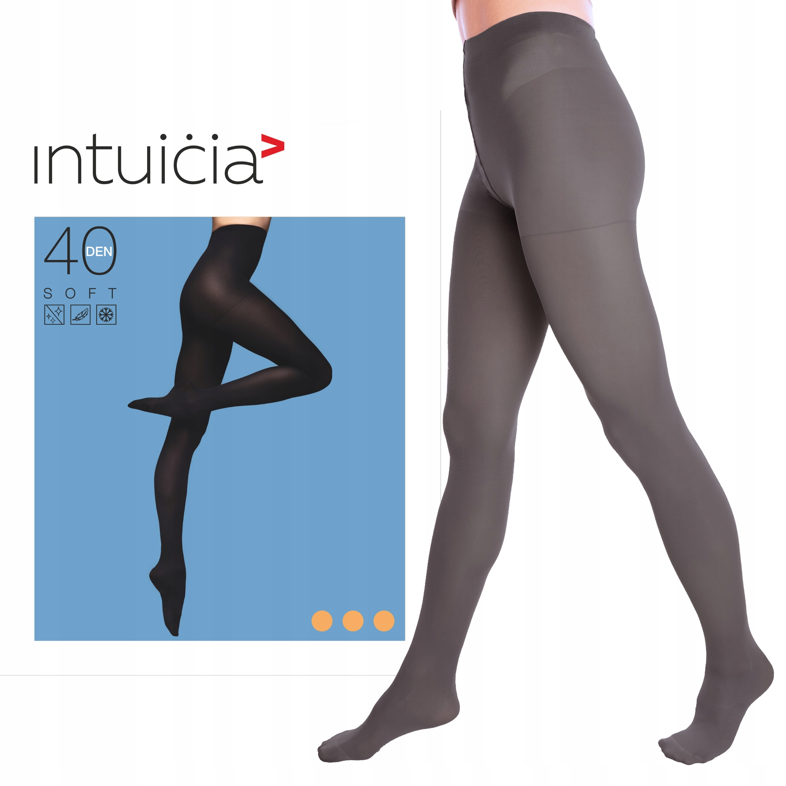 

Szare rajstopy mikrofibra Soft 40 Den Intuicia 2