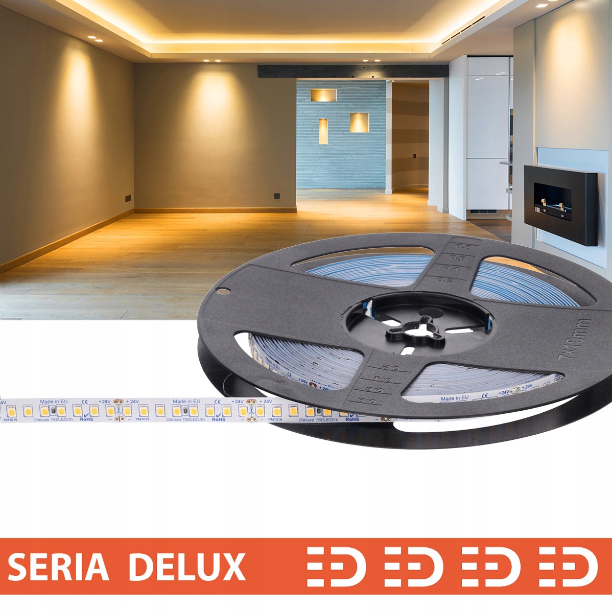 Poľsko Led páska Delux 24V 7W/m 1000lm 3000K (teplá biela) rolka 10 m