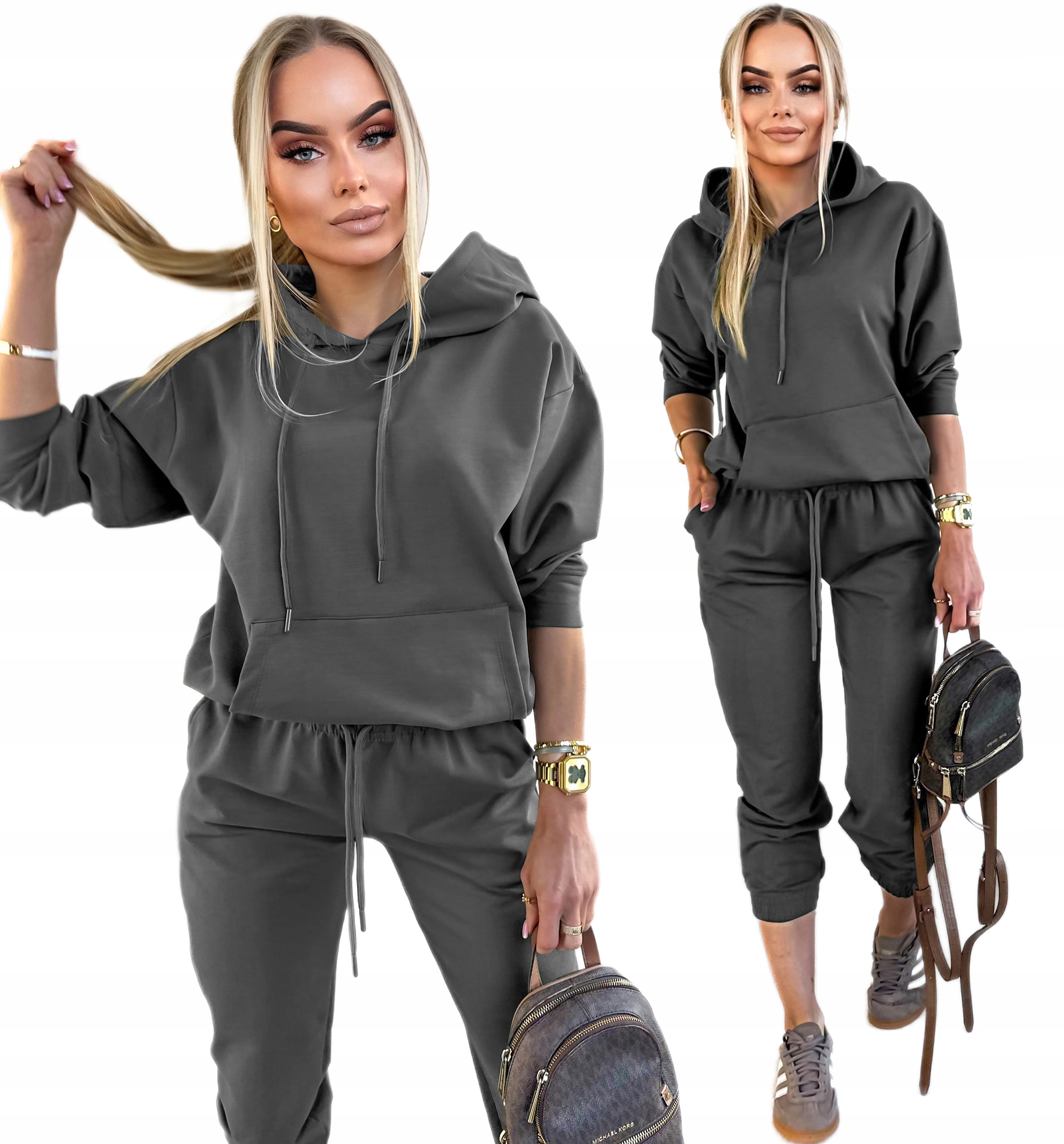 Teplákovka dámské pohodlné sportovní Tepláková Souprava mikina s klokaní kapsou kalhoty XL Zina