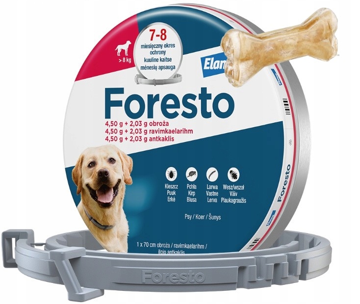 Foresto duża Obroża na pchły i kleszcze 70cm od 8 kg gryzak