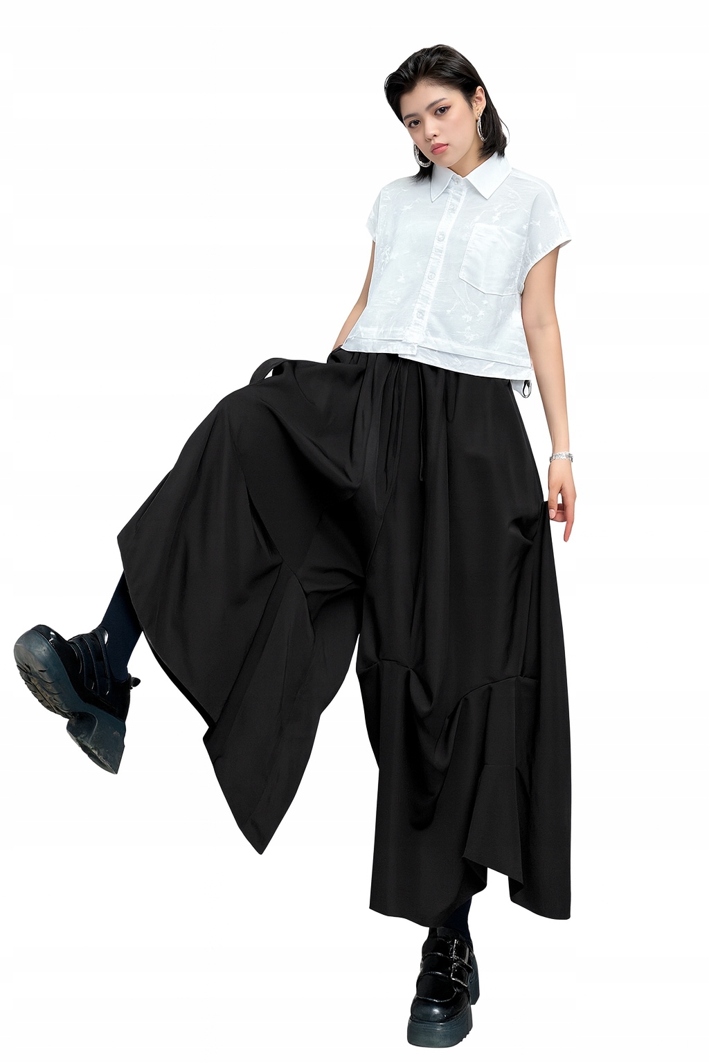 0019 Spodnie oversize bombka – szerokie harem pants, styl streetwear Y2K
