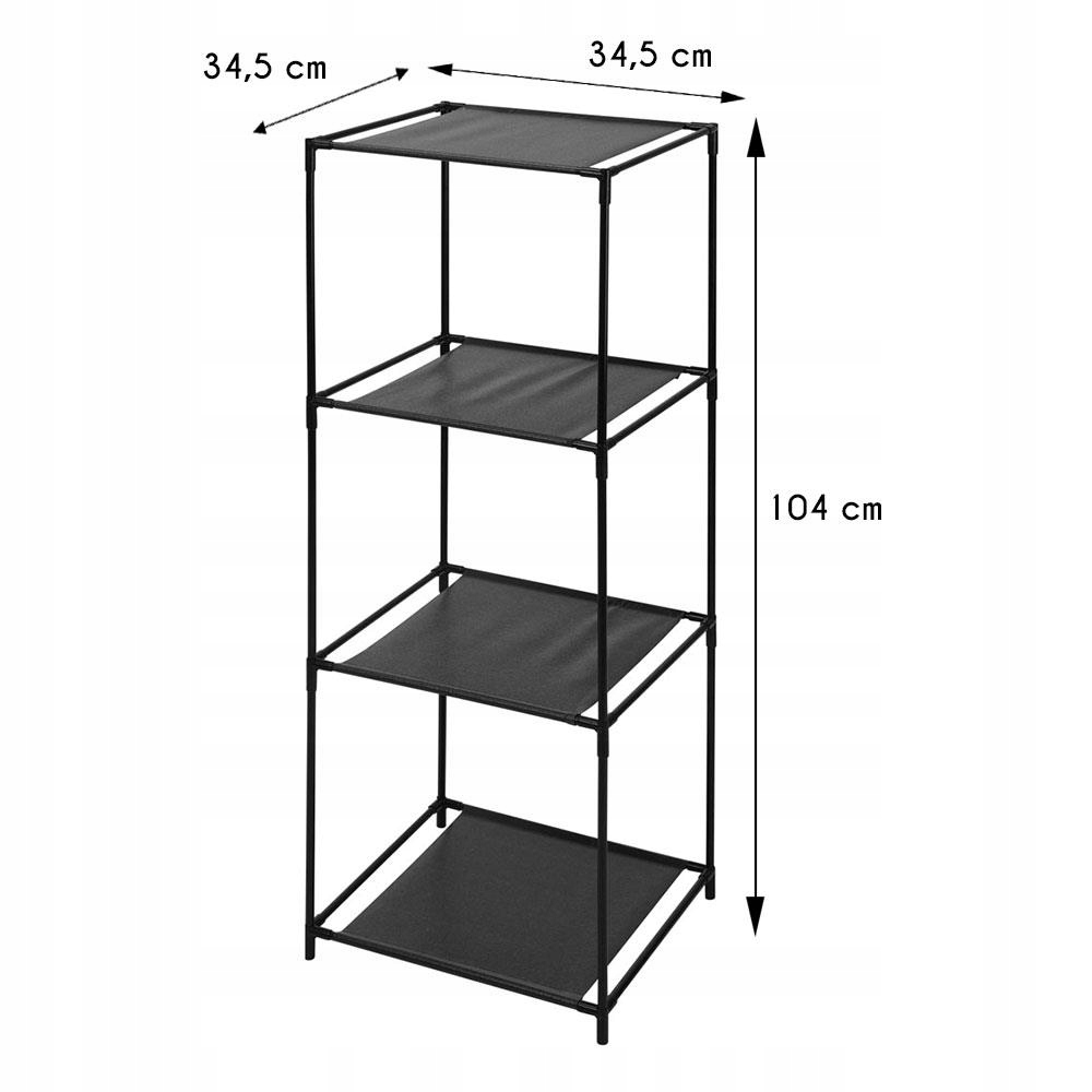 Шкаф для ванной комнаты 4 полки Hyllis в черном The width of the furniture 34.5 cm