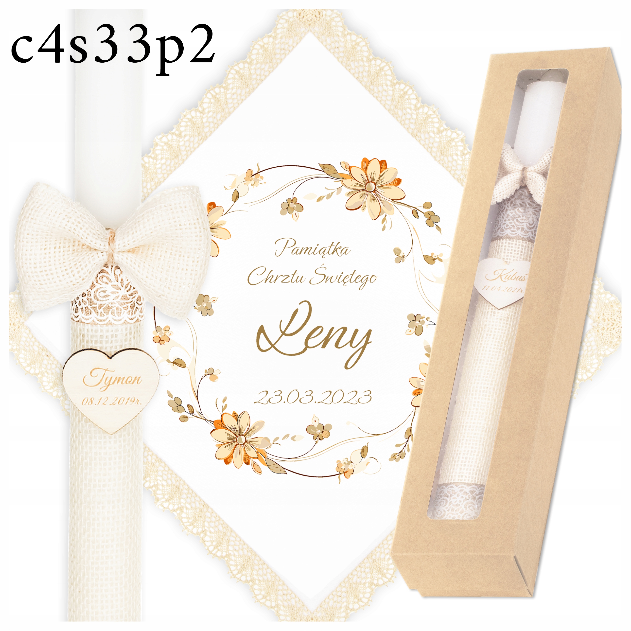 ŚWIECA NA CHRZEST BIAŁA SZATKA I ŚWIECA DO CHRZTU PUDEŁKO Pamiątka Chrztu Rodzaj świeca