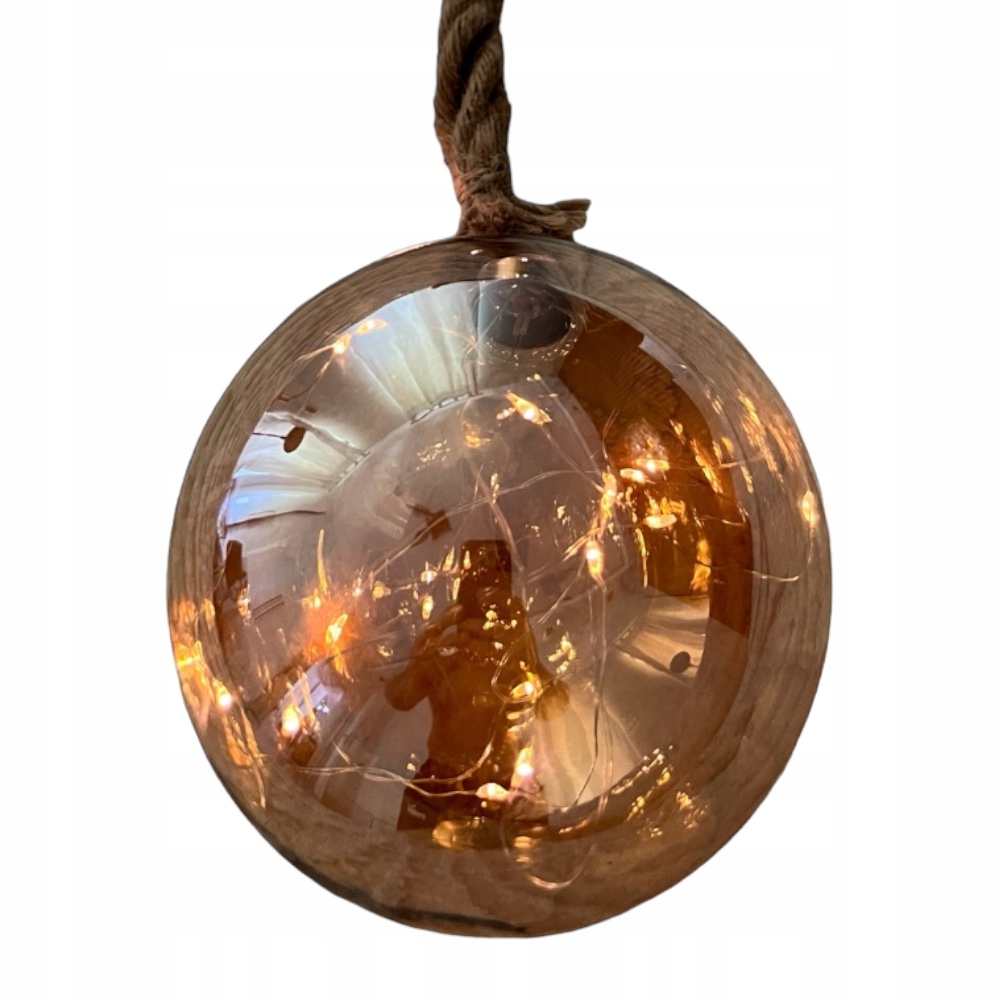 KULA SZKLANA ŚWIECĄCA DEKORACJA ŚWIĄTECZNA SZNUR