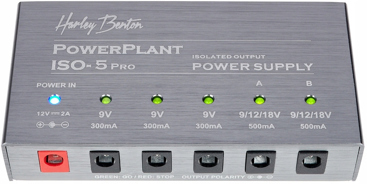 PowerPlant ISO-5 Pro Zasilacz efektów 5wyjść 18W przewody60cm Harley Benton
