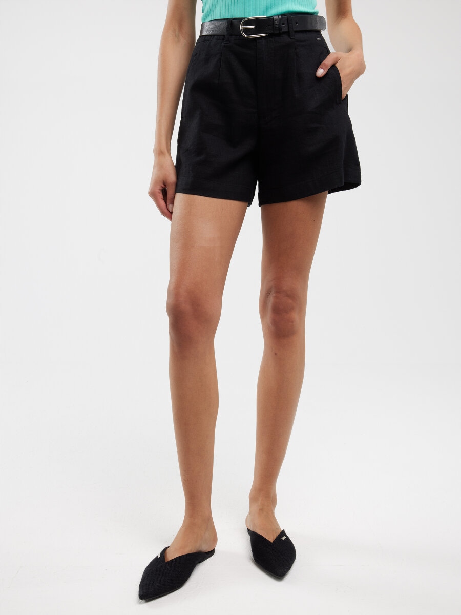 Big Star Dámské Lněné Šortky Černé Kaley 906 Xs