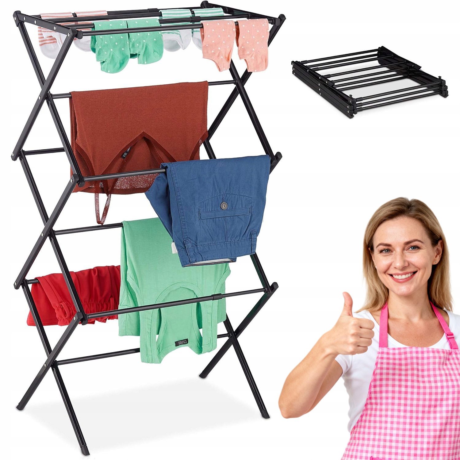 Levně Sušák Na Prádlo Balkonový Skládací Rozkládací 11 Tyčí 6 Úrovní Do Domácnosti