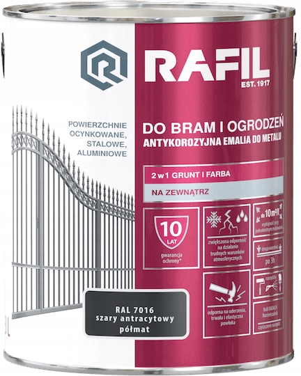 

Farba Rafil Brama Ogrodzenia Półmat RAL7016 3L