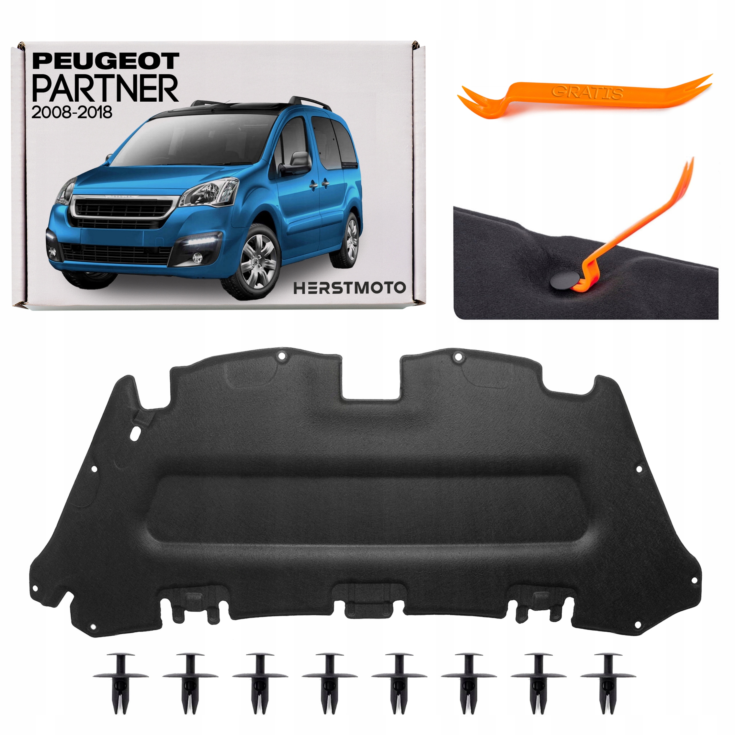 Citroen Berlingo II 2008-2018 wygłuszenie maski 1679980480 + spinki