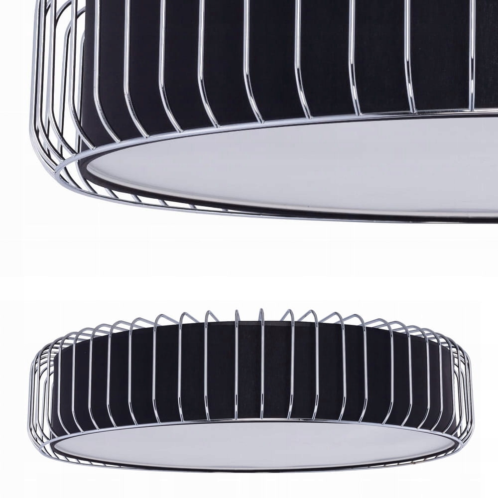 Plafon Leksus czarny abażur biała blenda srebrny druciany klosz Tk Lighting