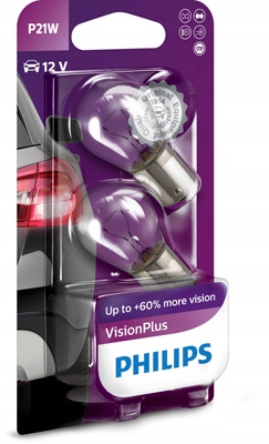 

2x Żarówki Philips P21W BA15s 12V Vision +60% More