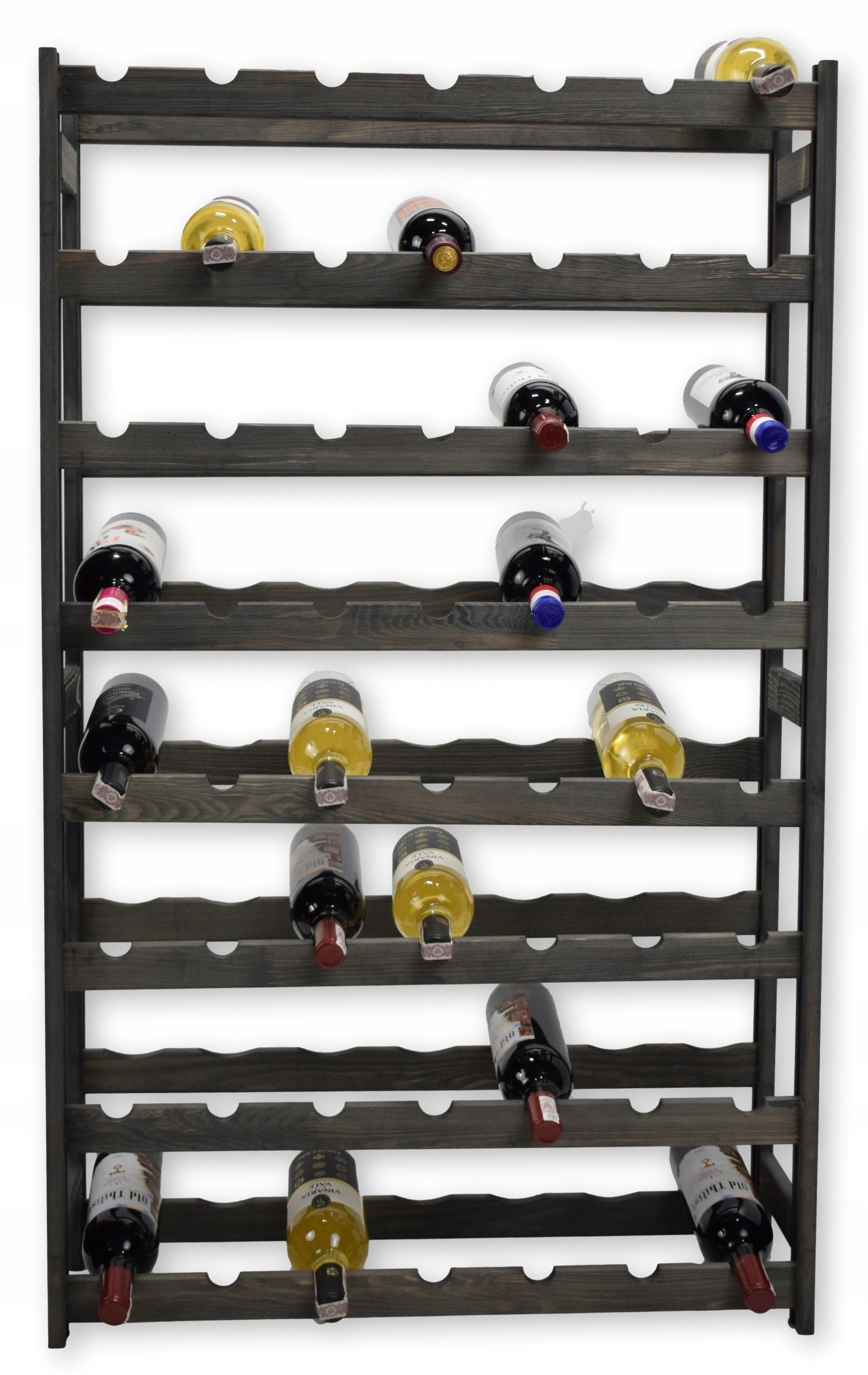 DREWNIANY REGAŁ SZARY STOJAK NA WINO 56 BUTELEK Kod producenta RW001