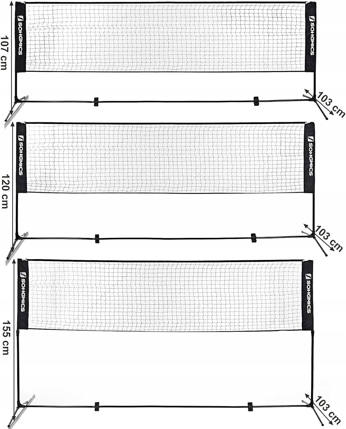 SIATKA REGULOWANA DO SIATKÓWKI BADMINTONA TENISA 4W1 +TORBA 5m x 1,55 m Kod producenta SYQ500B02