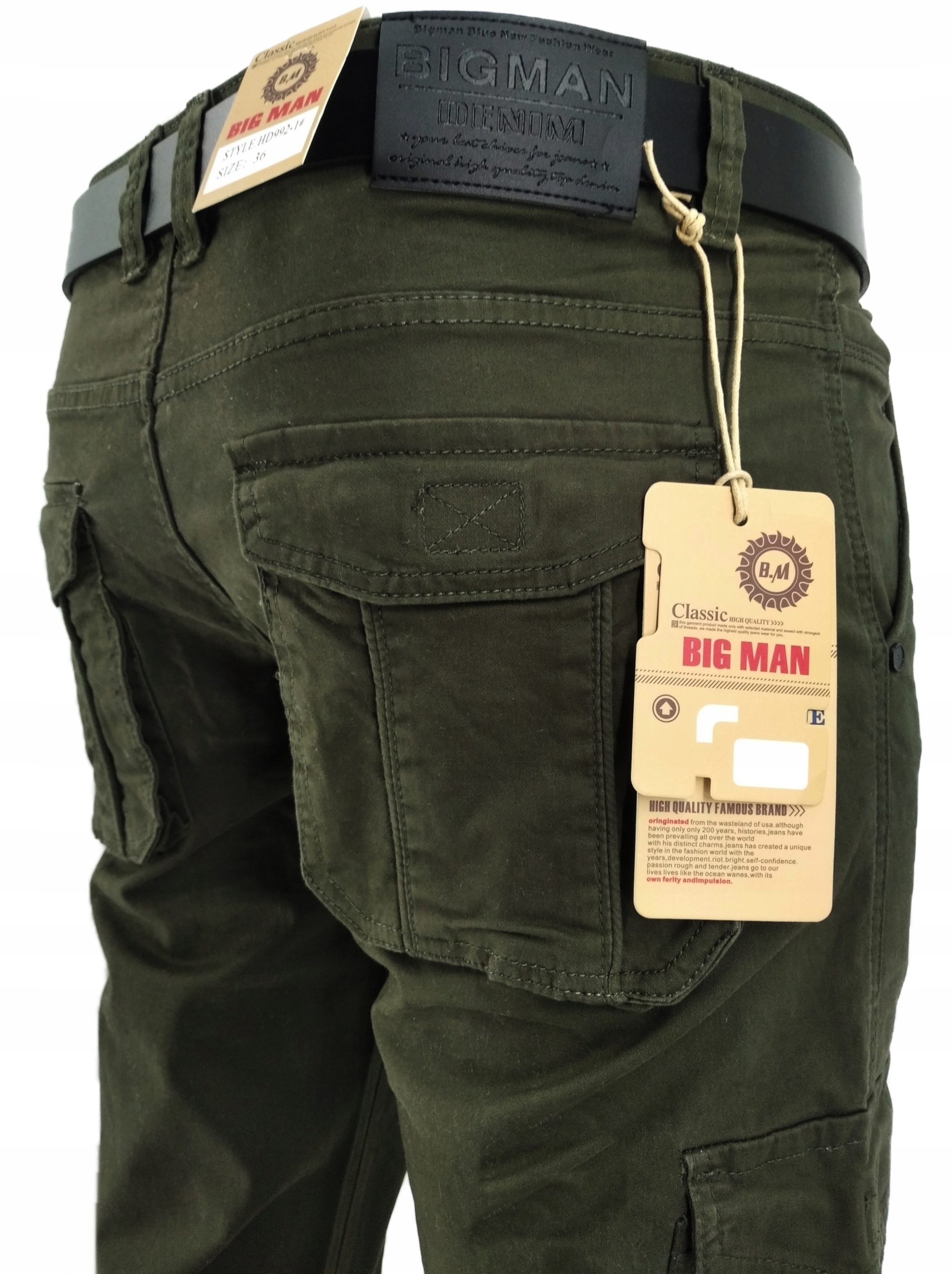 Pánské Kalhoty Kapsáče Olivově Zelené W47 Pas: 114-116 CM