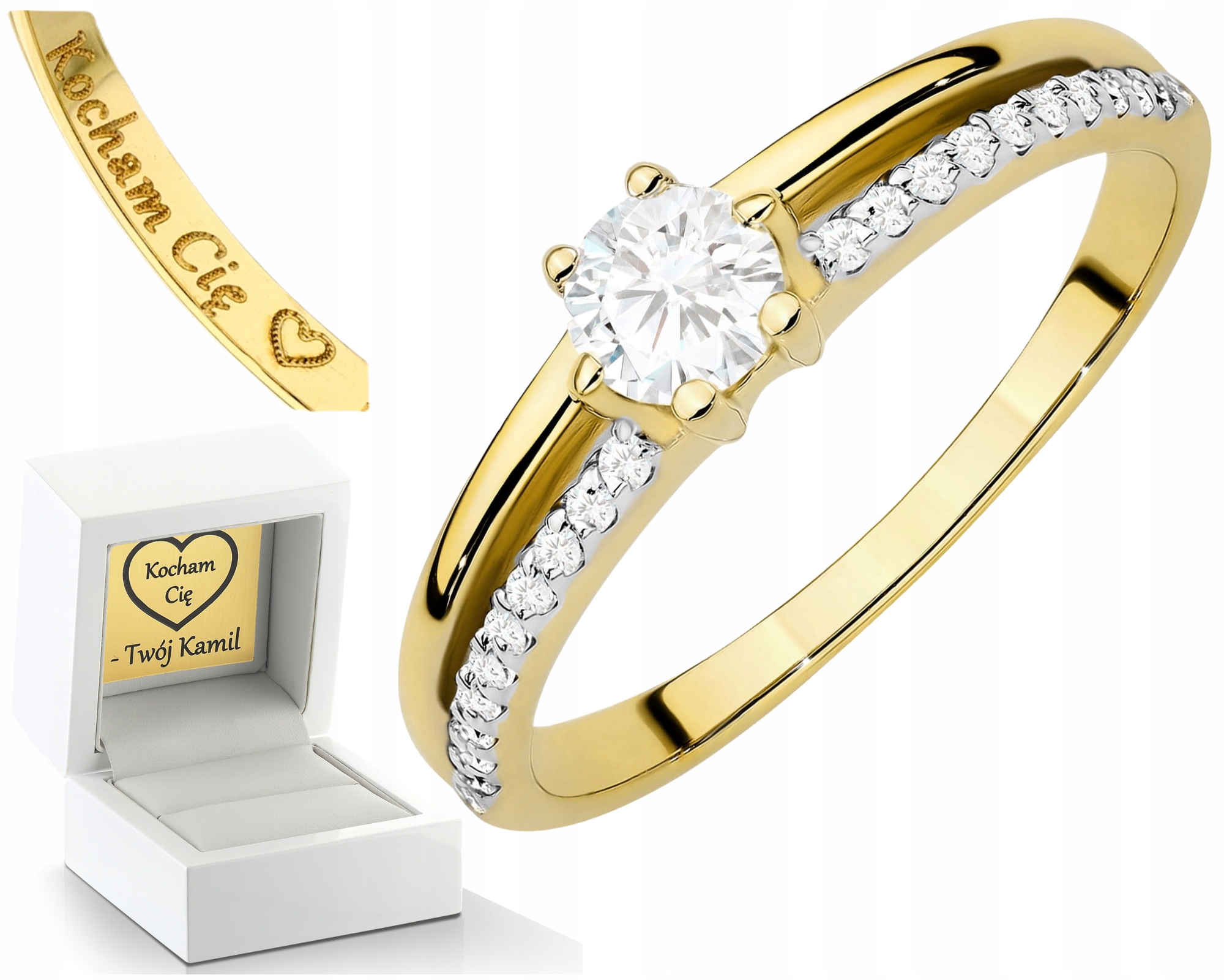Zlatý Prstýnek Diamanty Lab Drť 585 Dárek Gravírování